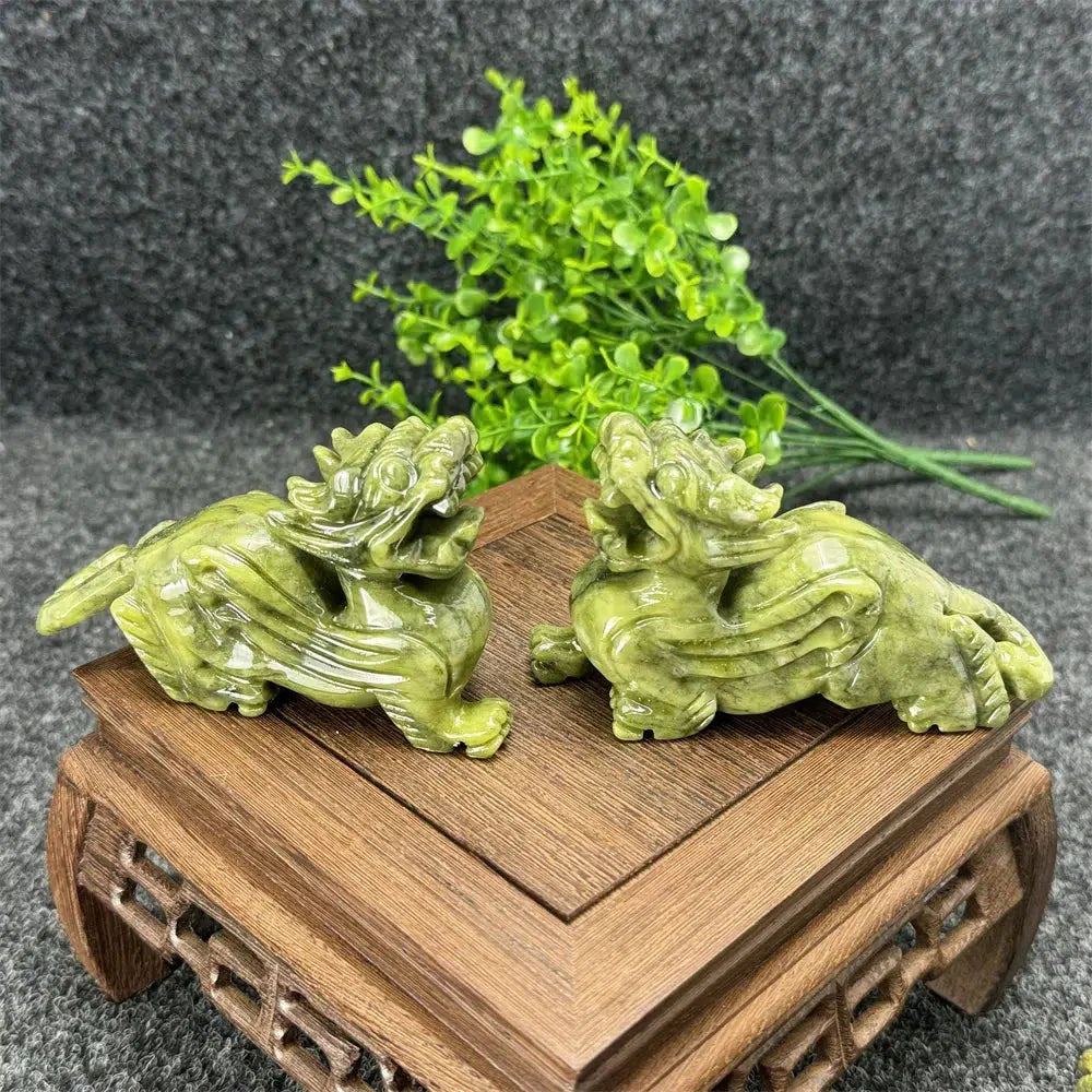 Green Jade Chinese Pixiu Carving