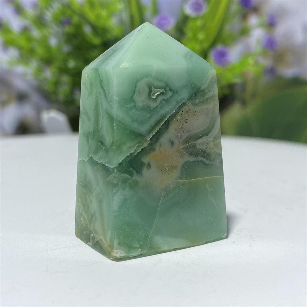 Green Moonstone Crystal Square Tower