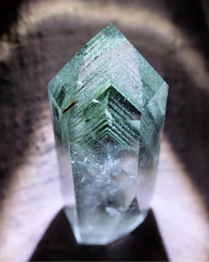 Green Phantom Garden Quartz Rainbow Point