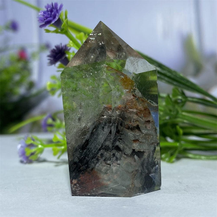 Green Phantom Quartz Hexagon Prism Point