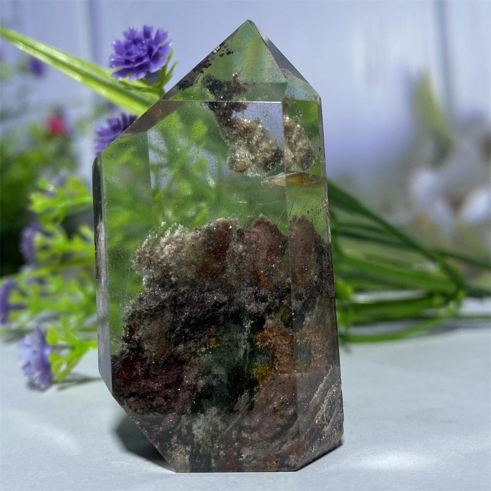 Green Phantom Quartz Hexagon Prism Point