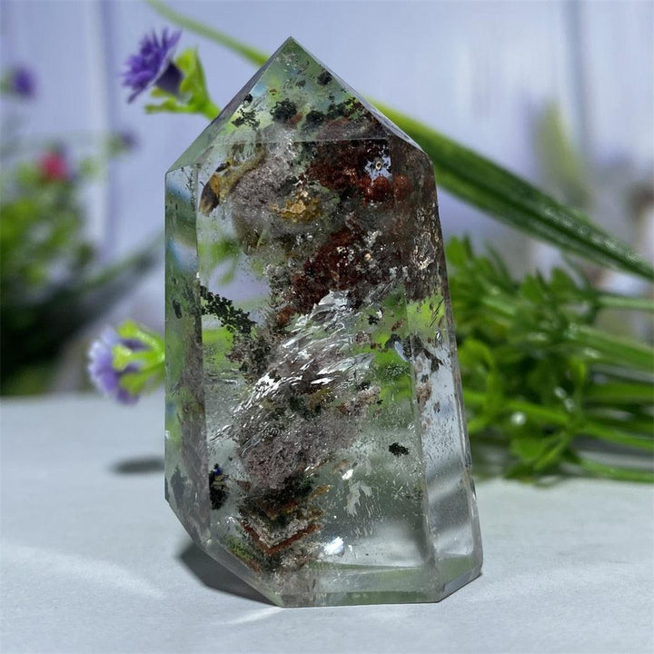 Green Phantom Quartz Hexagon Prism Point