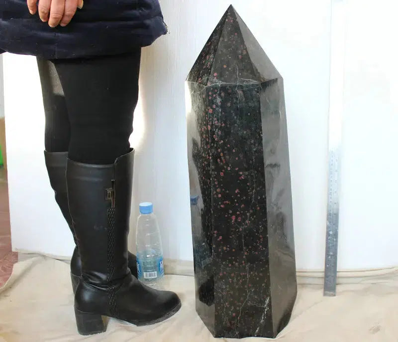 HUGE! Black Tourmaline & Red Garnet Crystal Point