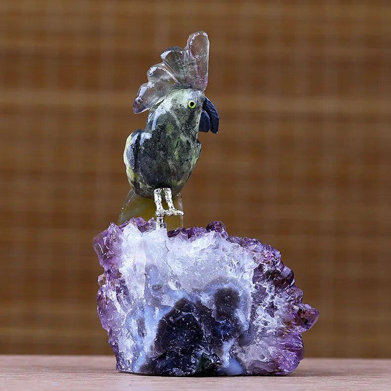 Hand Carved Crystal Parrot