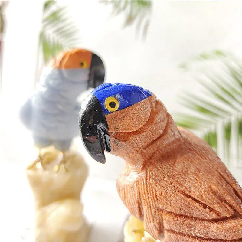 Hand Carved Crystal Parrots