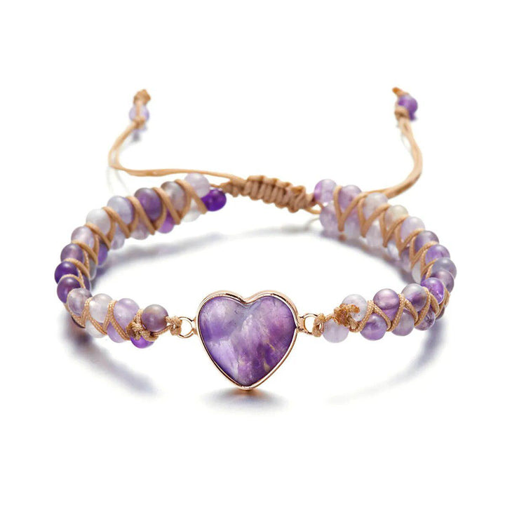 Handmade Natural Stone Heart Bracelet in 6 Styles