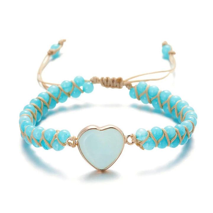 Handmade Natural Stone Heart Bracelet in 6 Styles