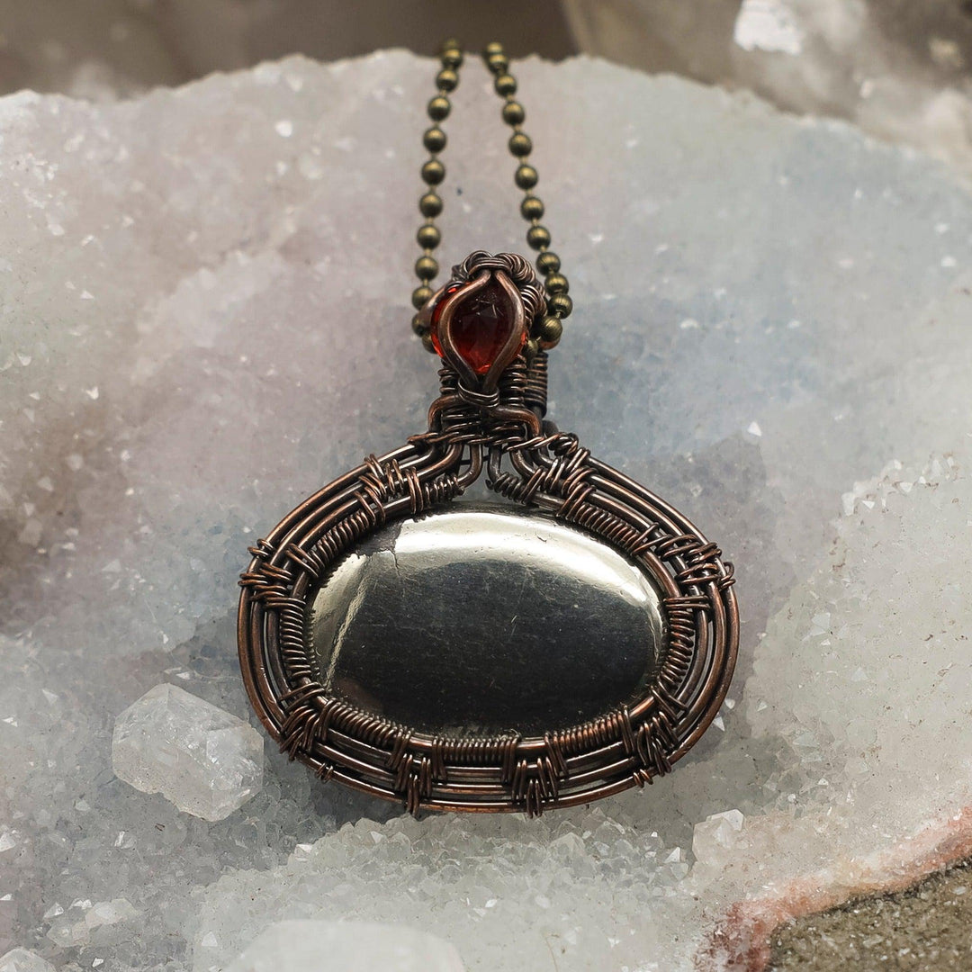 Hematite Wire Wrap Pendant Necklace - 2.5"