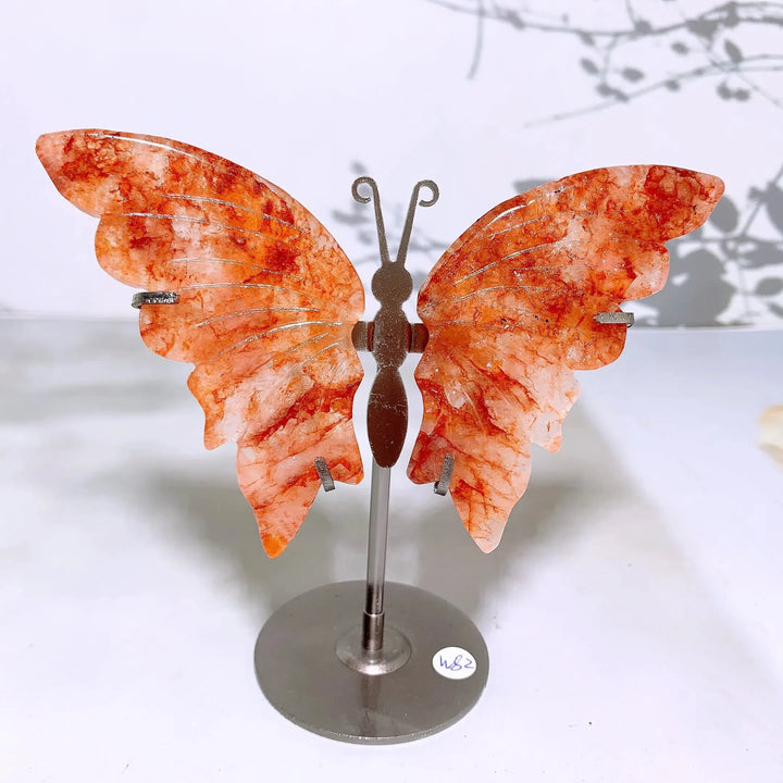 Hematoid ‘Fire’ Quartz Carved Butterfly Wings