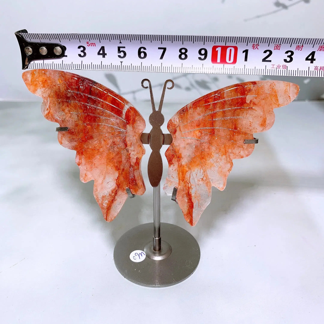 Hematoid ‘Fire’ Quartz Carved Butterfly Wings