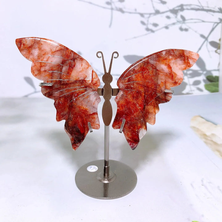 Hematoid ‘Fire’ Quartz Carved Butterfly Wings