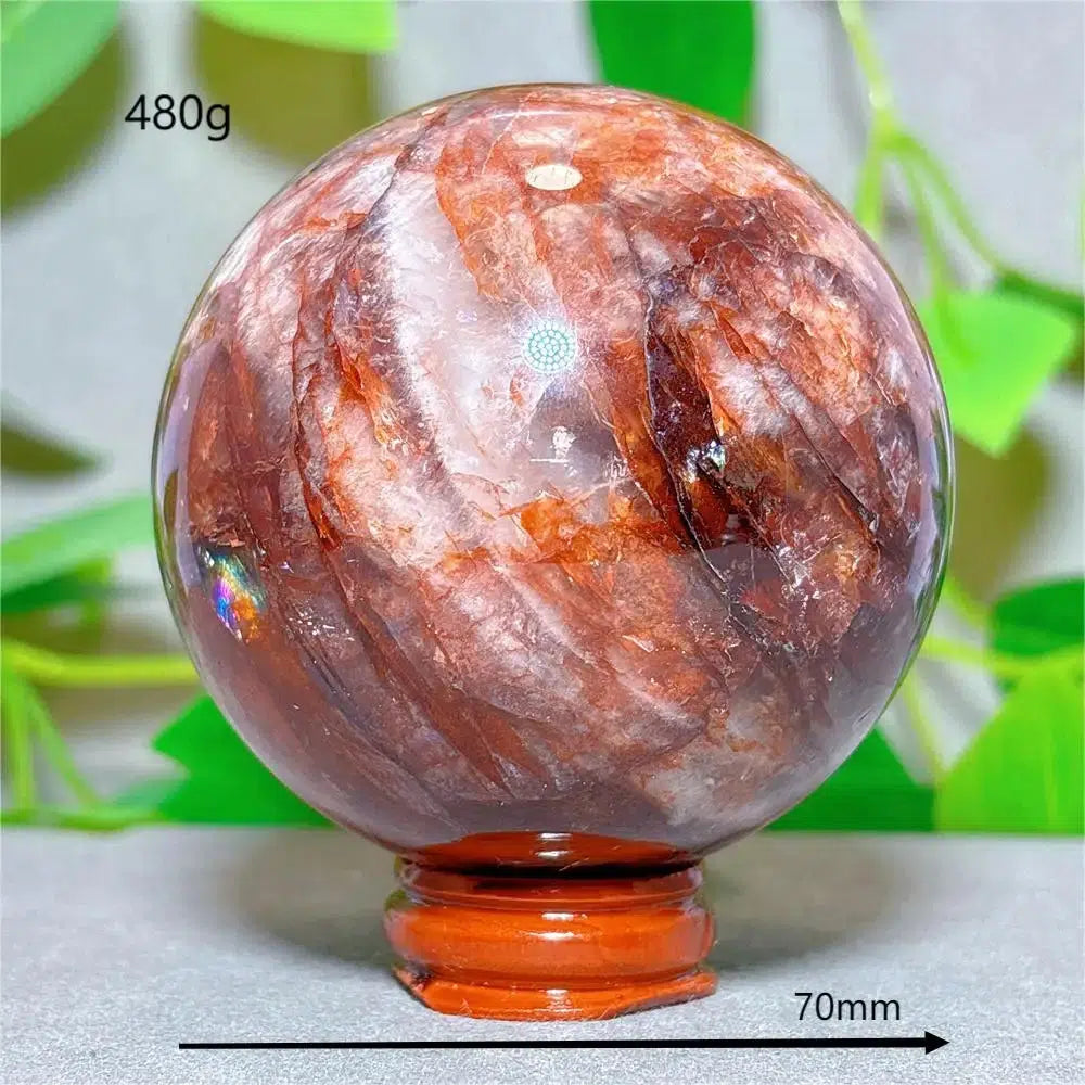 Hematoid “Fire” Quartz Sphere + Stand