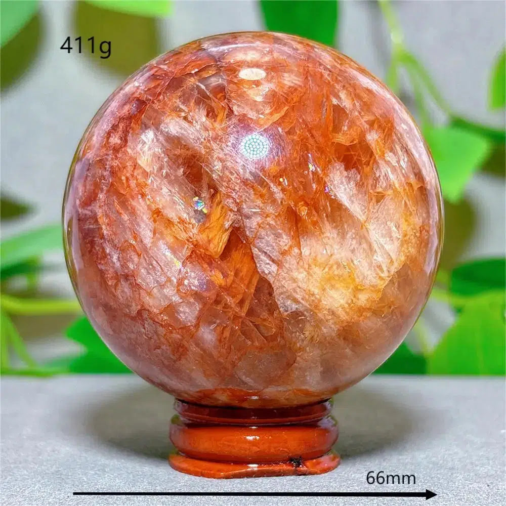 Hematoid “Fire” Quartz Sphere + Stand