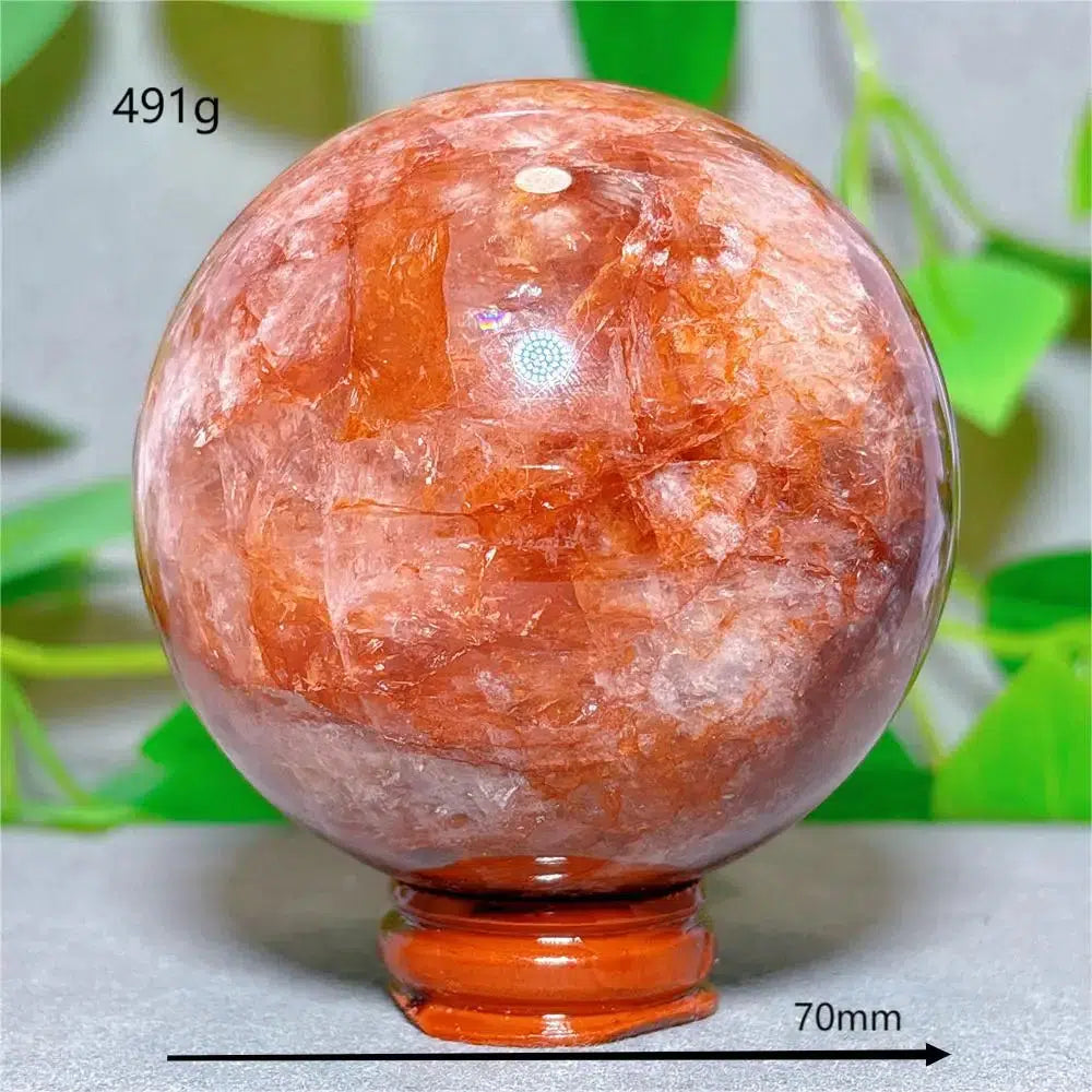 Hematoid “Fire” Quartz Sphere + Stand