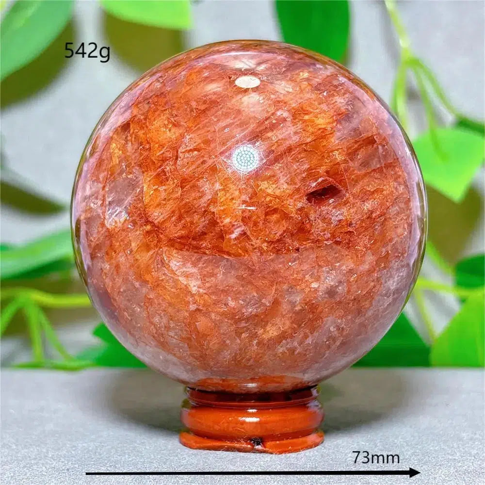 Hematoid “Fire” Quartz Sphere + Stand