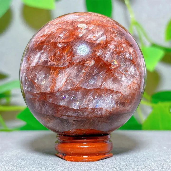 Hematoid “Fire” Quartz Sphere + Stand