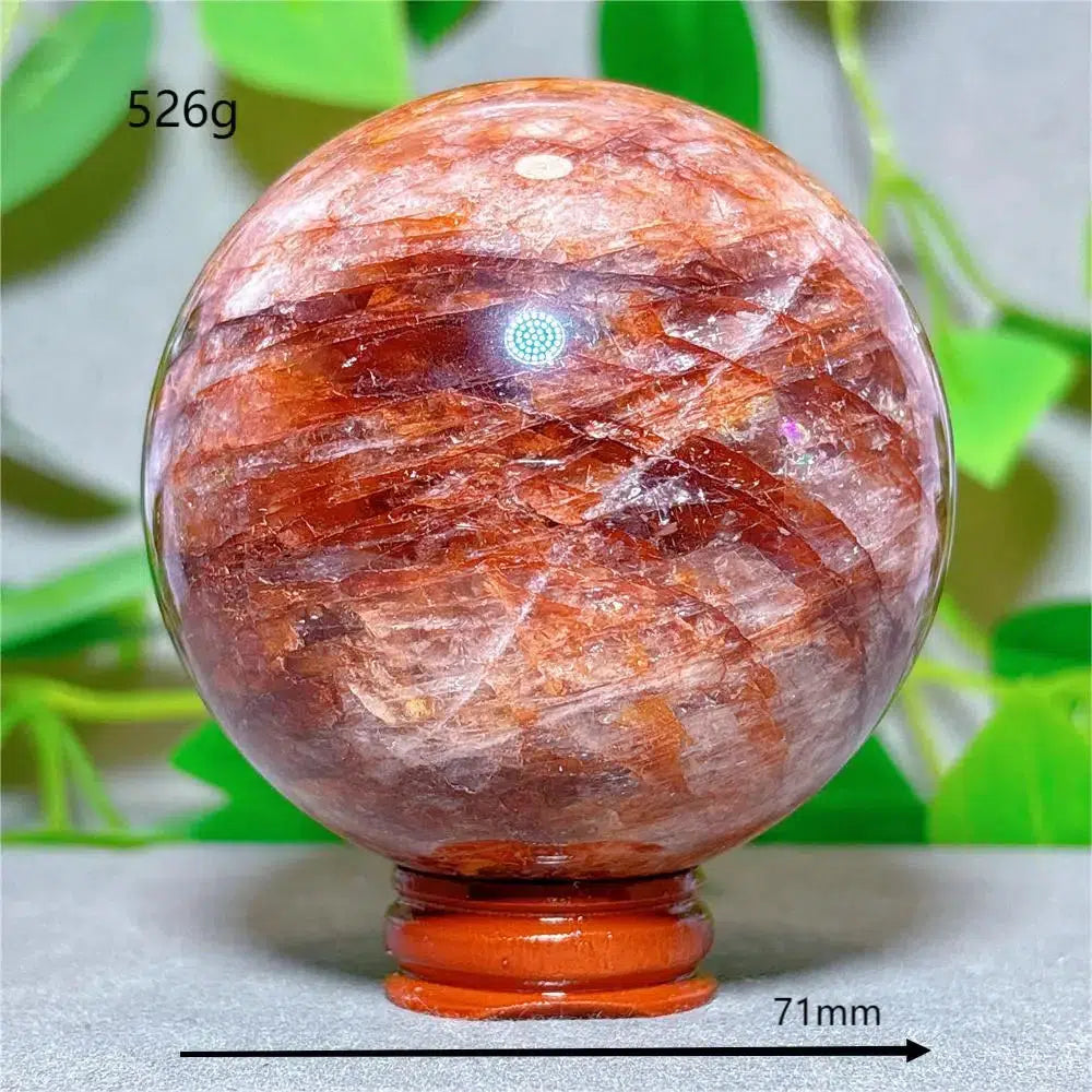 Hematoid “Fire” Quartz Sphere + Stand