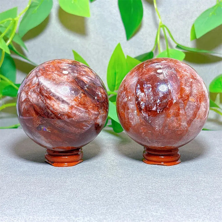 Hematoid “Fire” Quartz Sphere + Stand