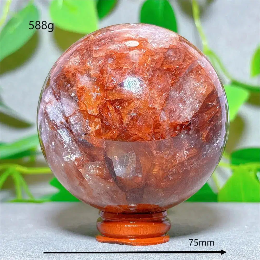 Hematoid “Fire” Quartz Sphere + Stand