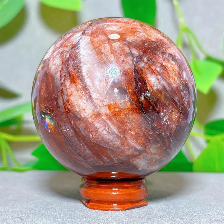 Hematoid “Fire” Quartz Sphere + Stand