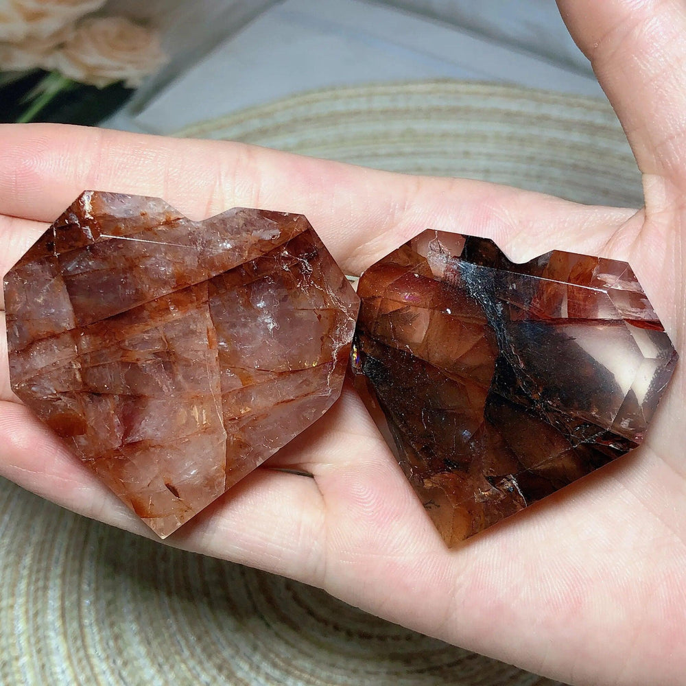 Hematoid Quartz Faceted Heart