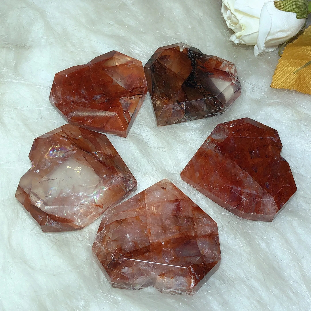 Hematoid Quartz Faceted Heart