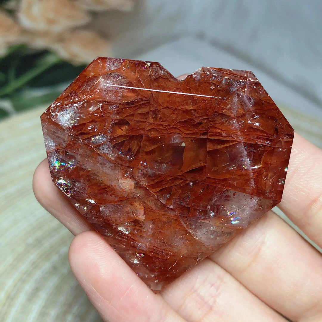 Hematoid Quartz Faceted Heart