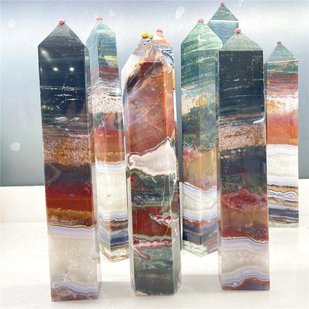 Huge Beautiful Agate and Ocean Jasper Tower