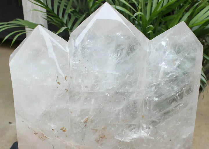 Huge Natural White Clear Rainbow Quartz Crystal 3 Peak Tower