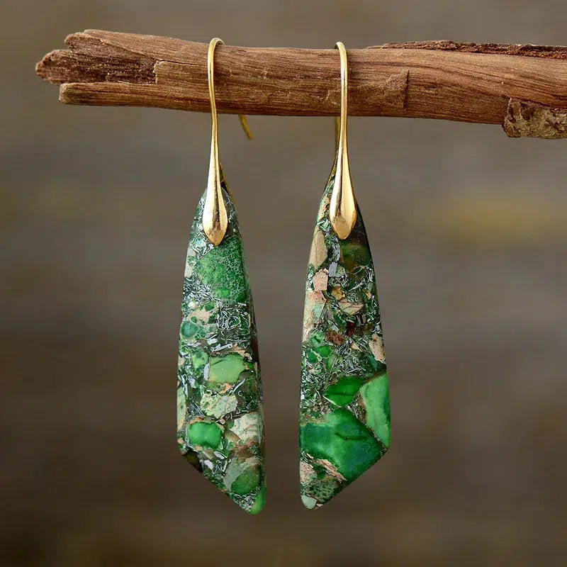 Imperial Jasper Chunky Leaf Earrings