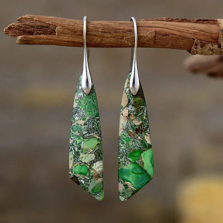 Imperial Jasper Chunky Leaf Earrings