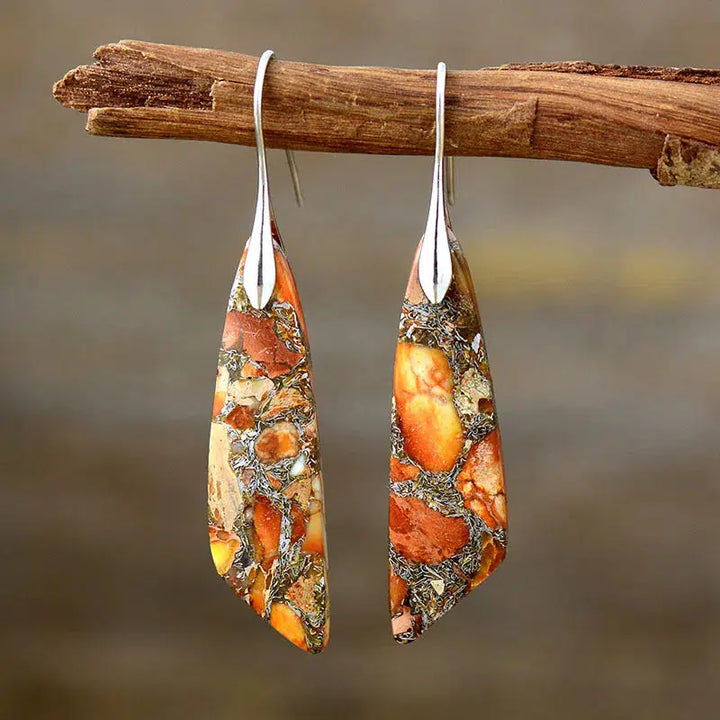 Imperial Jasper Chunky Leaf Earrings