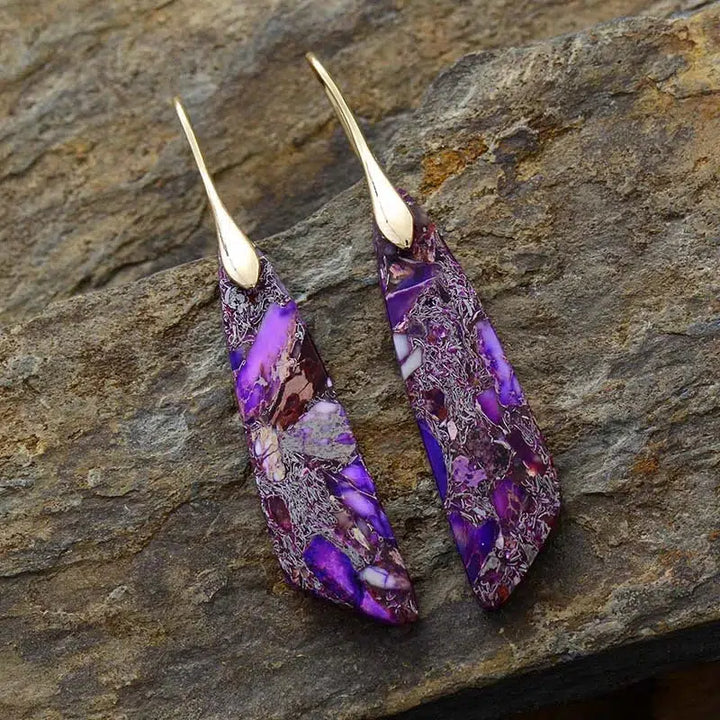 Imperial Jasper Chunky Leaf Earrings