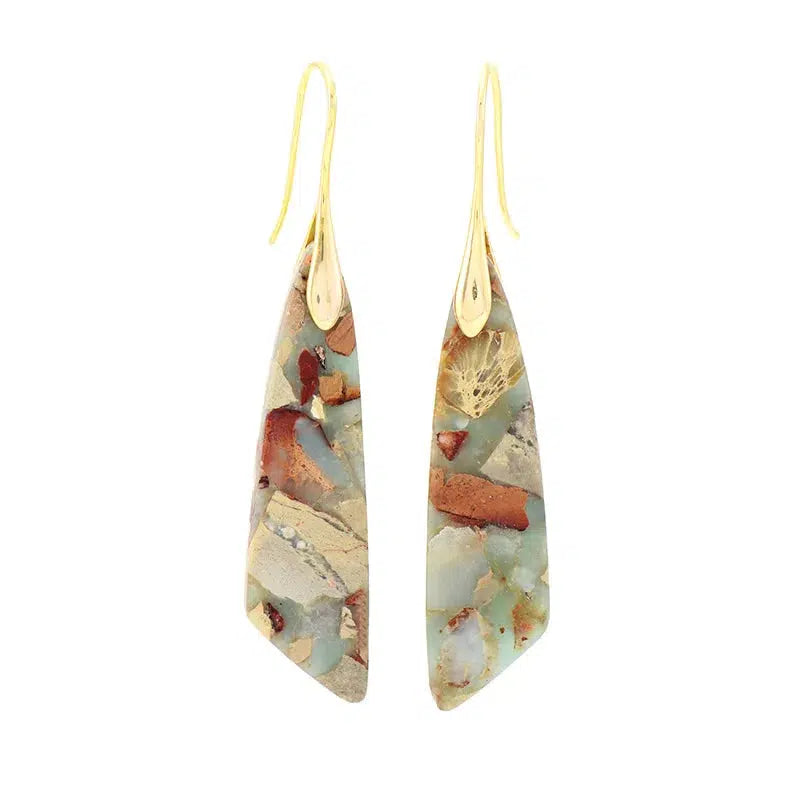 Imperial Jasper Chunky Leaf Earrings