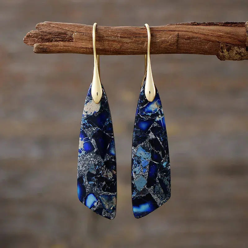 Imperial Jasper Chunky Leaf Earrings