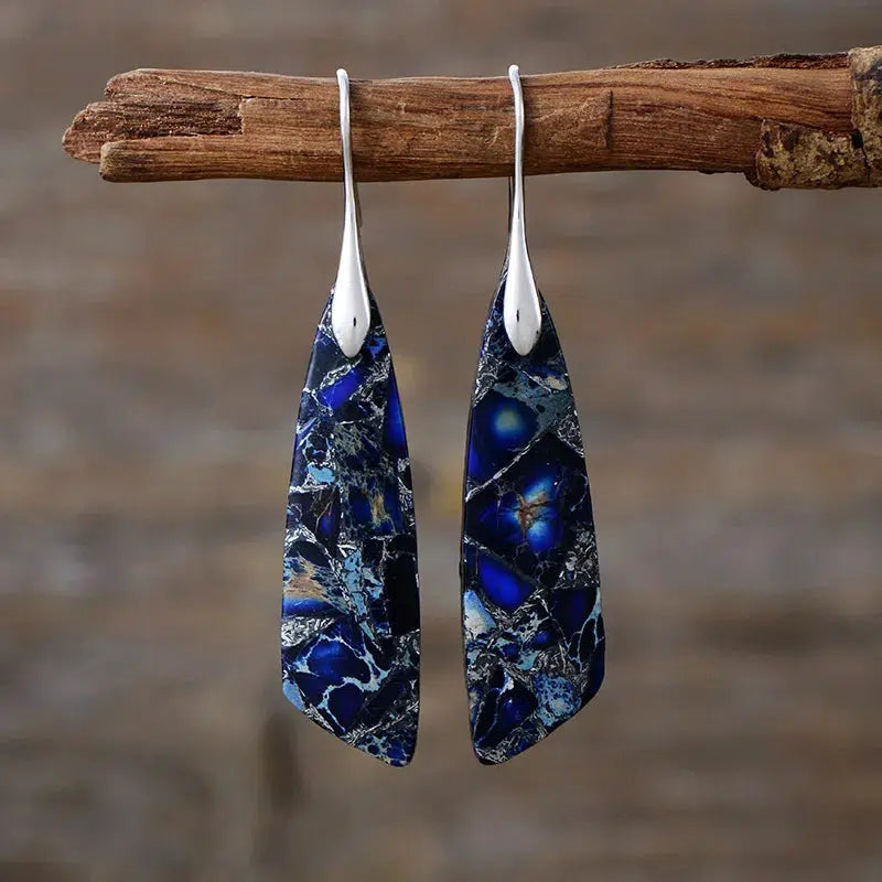 Imperial Jasper Chunky Leaf Earrings