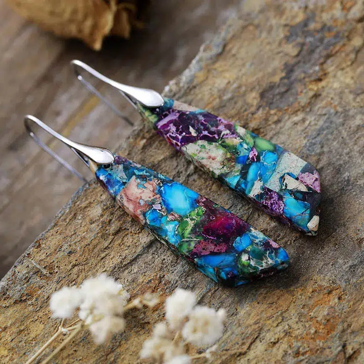 Imperial Jasper Chunky Leaf Earrings