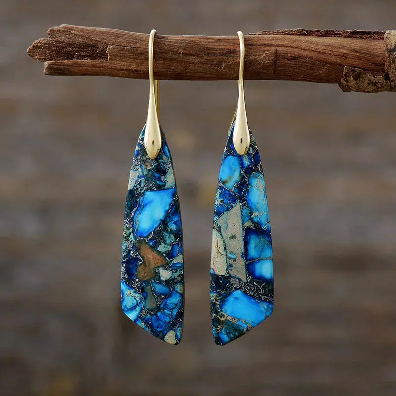 Imperial Jasper Chunky Leaf Earrings