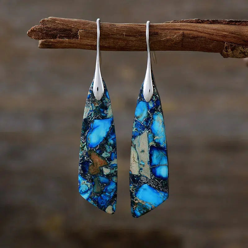 Imperial Jasper Chunky Leaf Earrings