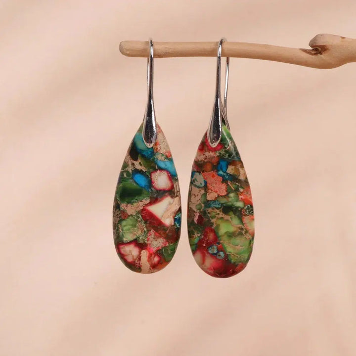 Imperial Jasper Teardrop Dangle Earrings