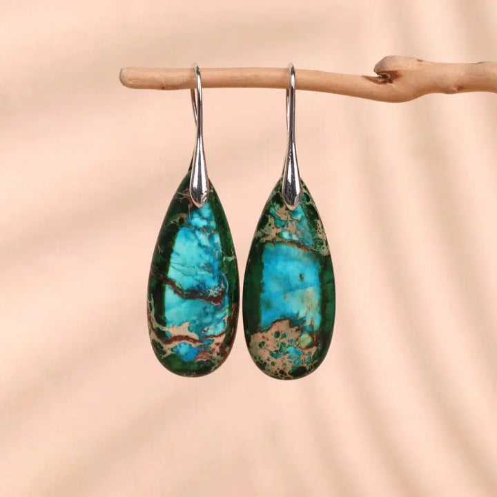 Imperial Jasper Teardrop Dangle Earrings