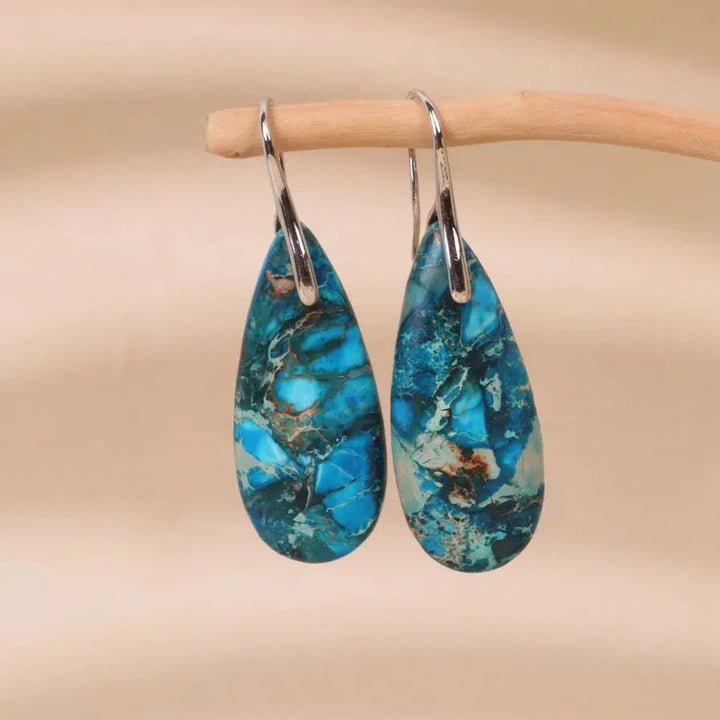 Imperial Jasper Teardrop Dangle Earrings