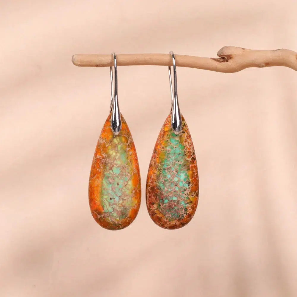 Imperial Jasper Teardrop Dangle Earrings