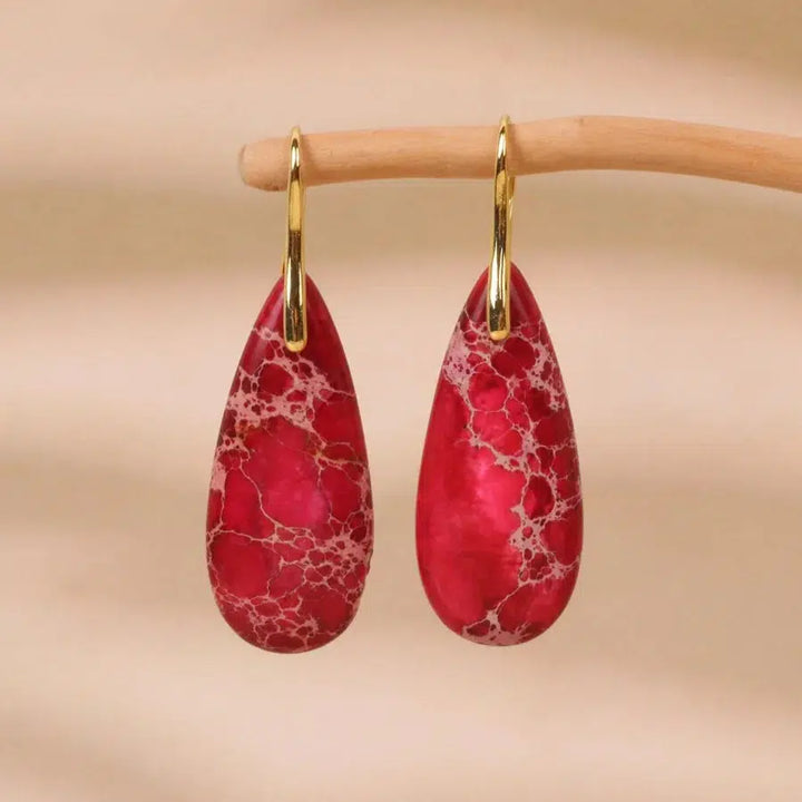 Imperial Jasper Teardrop Dangle Earrings