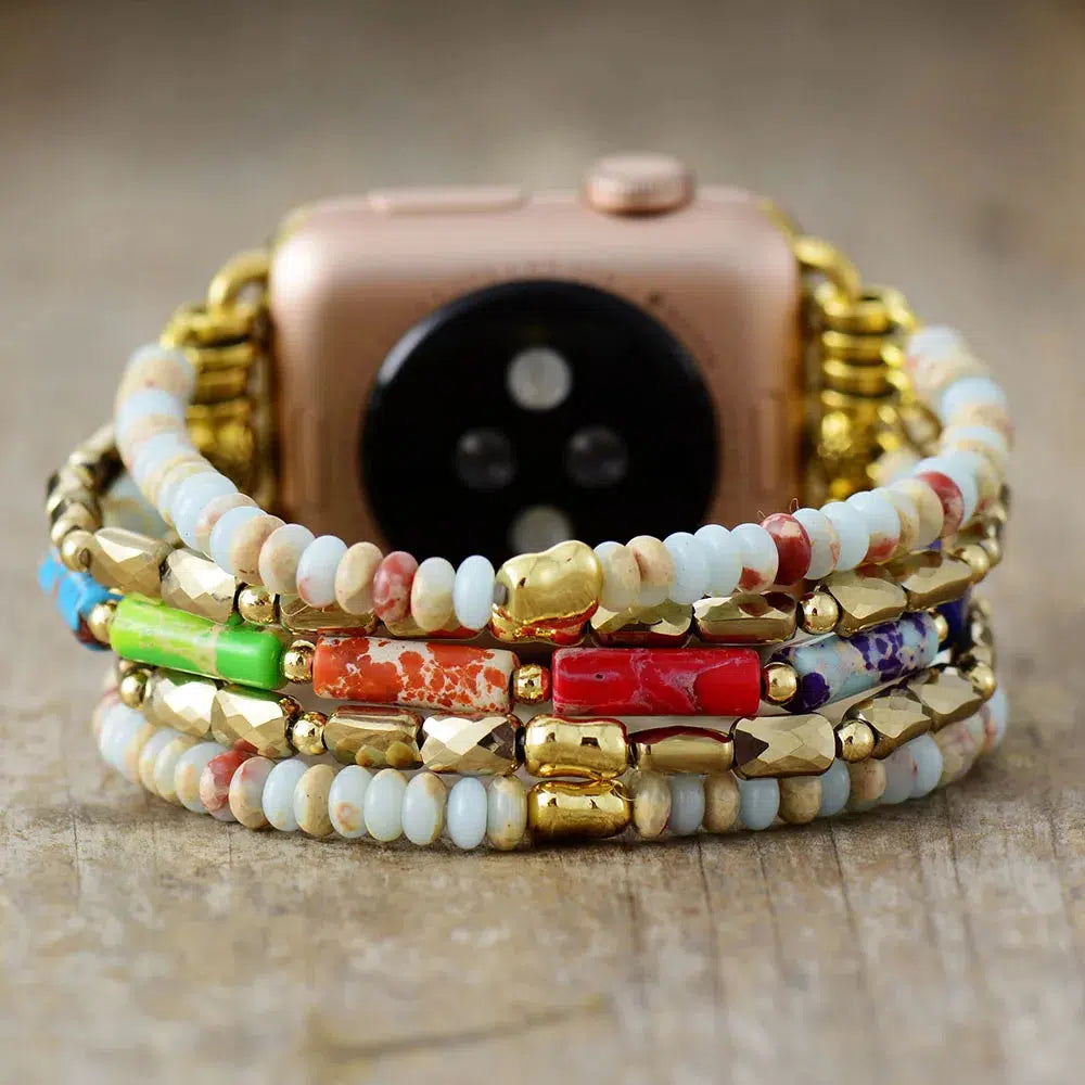 Jasper And Agate Chakra Apple IWatch Band