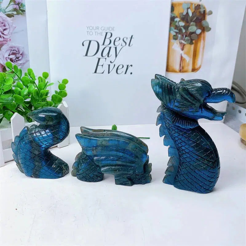 Labradorite 3 piece Dragon Carving