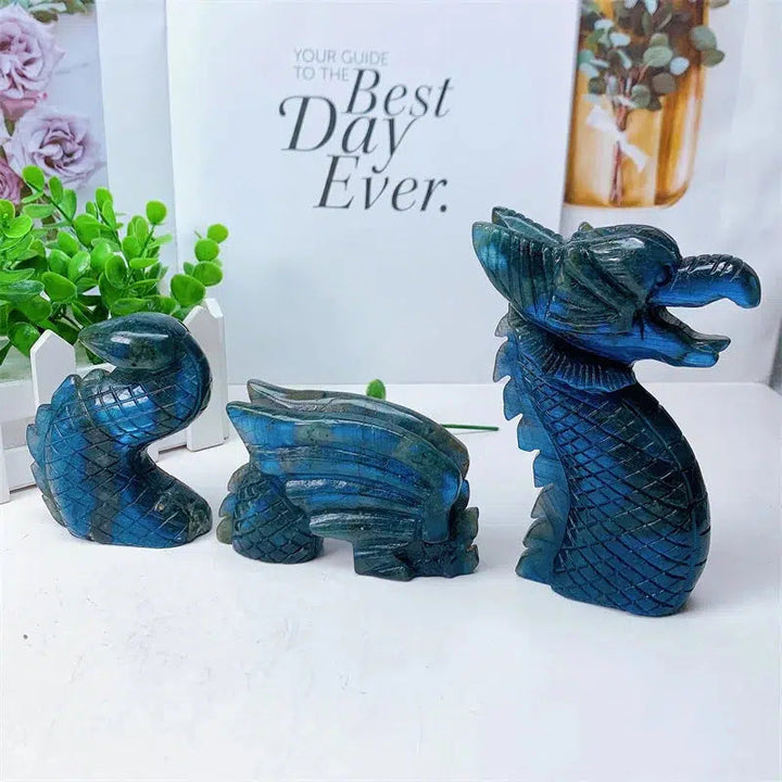 Labradorite 3 piece Dragon Carving