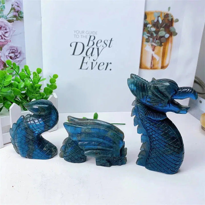 Labradorite 3 piece Dragon Carving