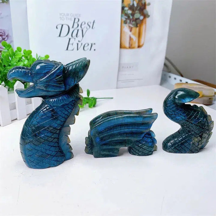 Labradorite 3 piece Dragon Carving