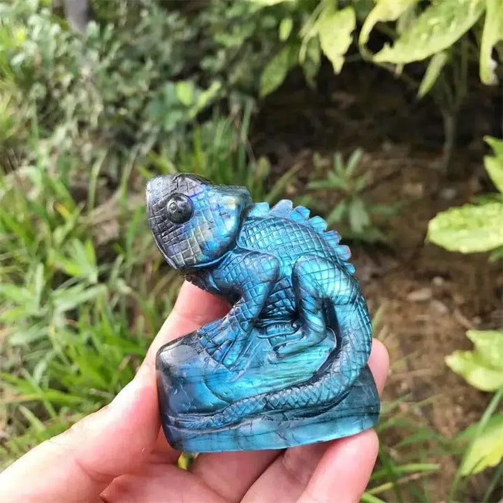 Labradorite Carved Lizard Statue